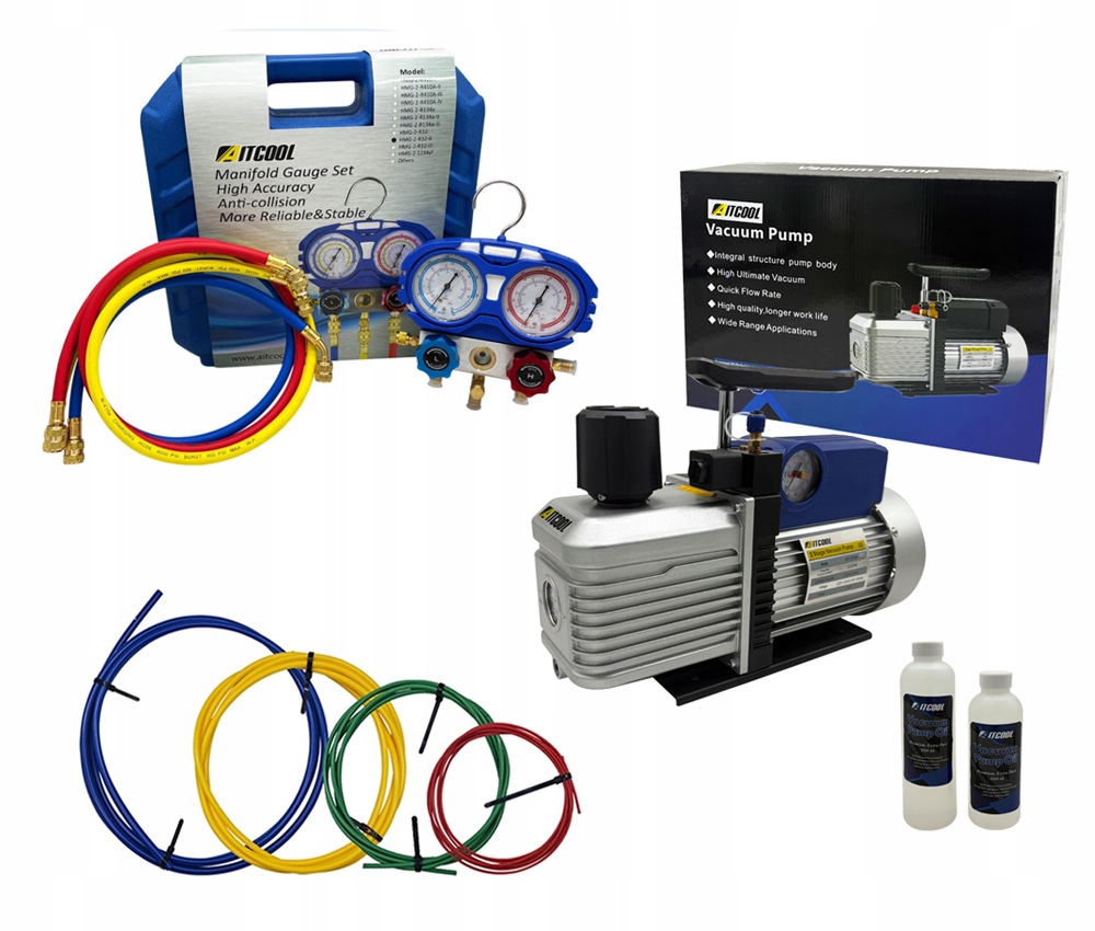 Vákuová pumpa Aitcool VP2200M-SG 283L/min Manometre R32 R410A Náplne