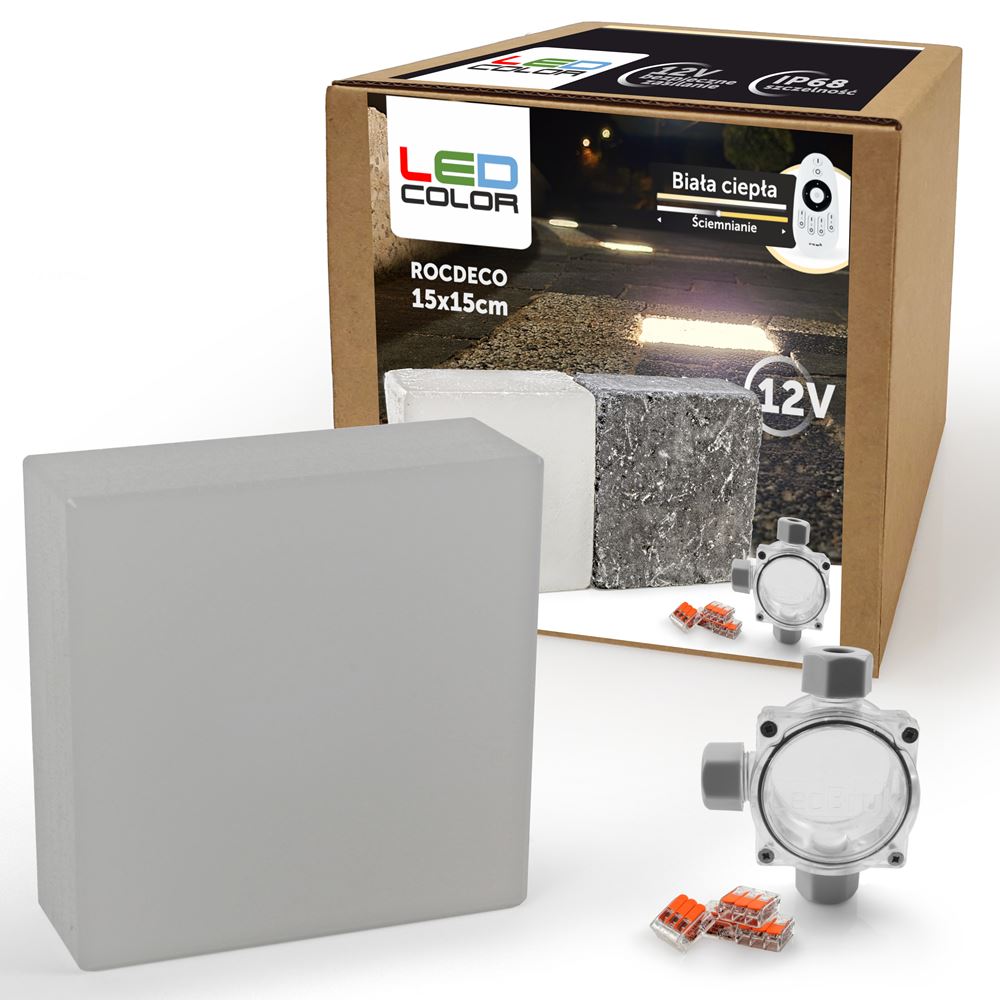 6x Świecąca Kostka Brukowa LED Rocdeco 15x15 BD Gama kolorystyczna inny kolor