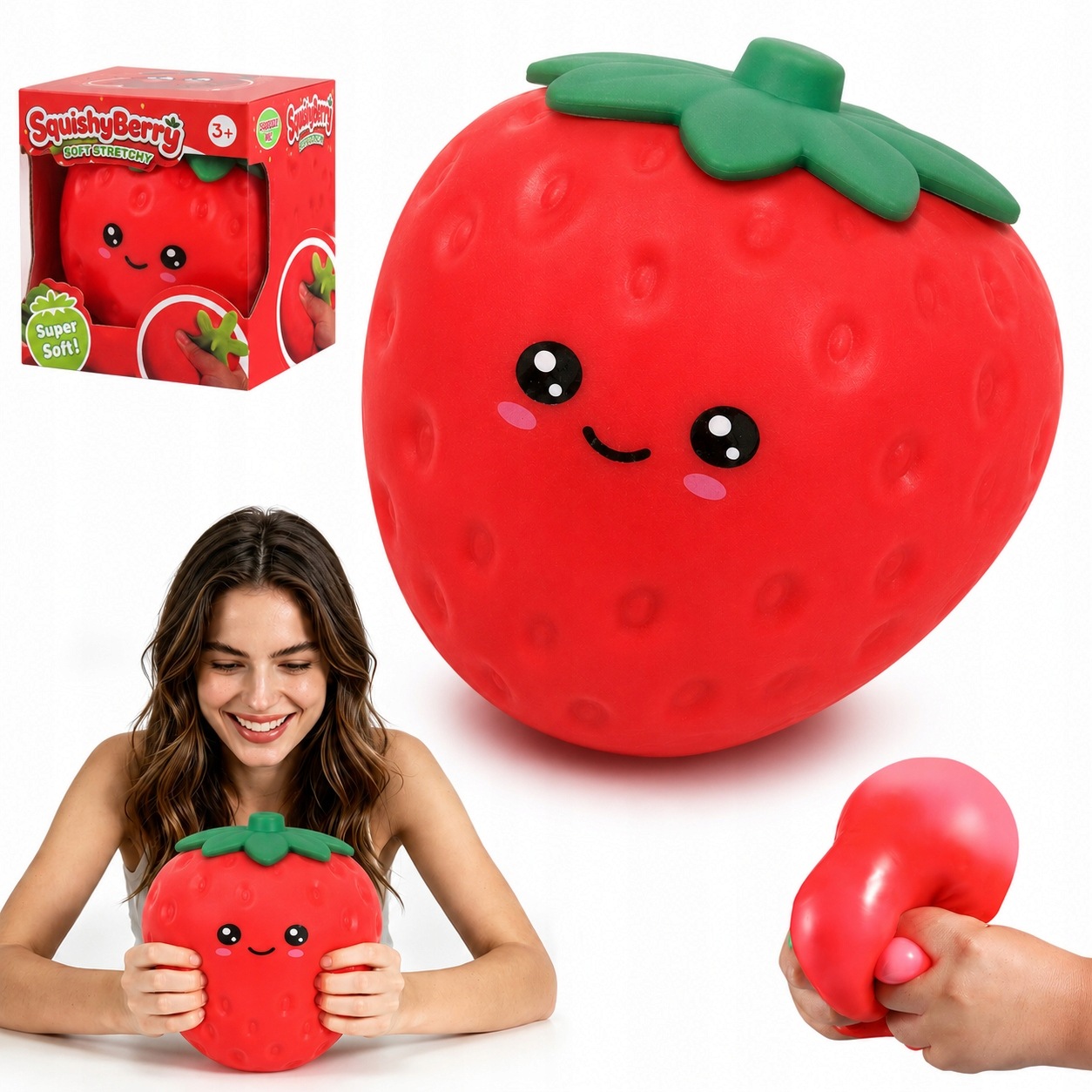 Gniotek XXL Truskawka 14cm Squishy Asmr Antystresowy Duży Sensoryczny