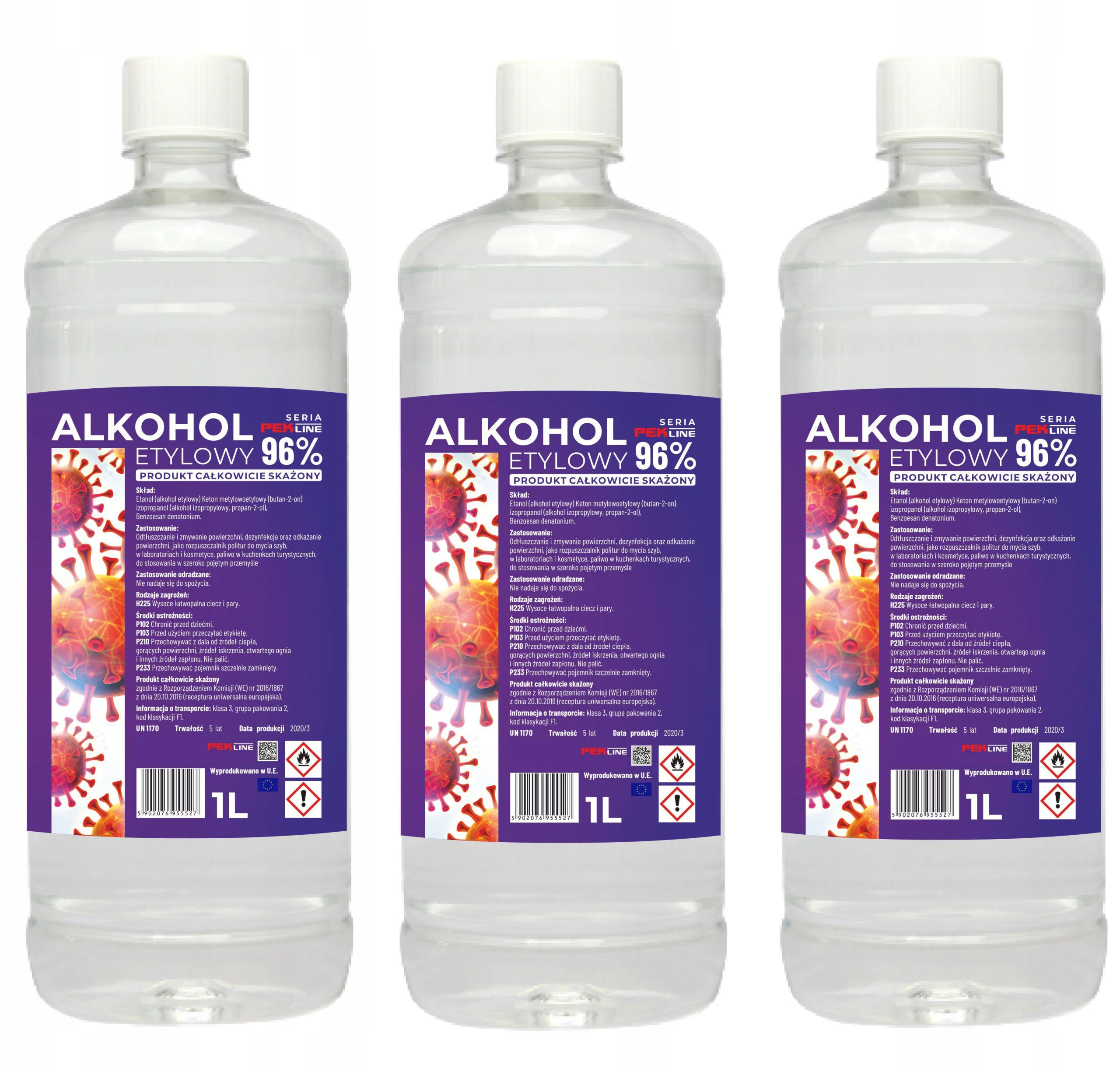 Alkohol Etylowy Etanol Spirytus Dezynfekcja 96% 3L