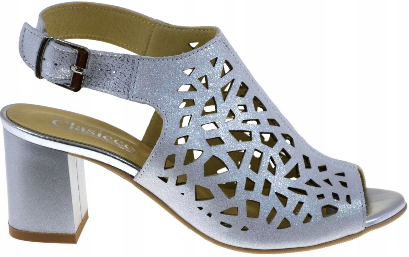 Elegantní Sandály Na Léto Se Stříbrným Ažurovým Svrškem Clasicco 0483 VEL.37