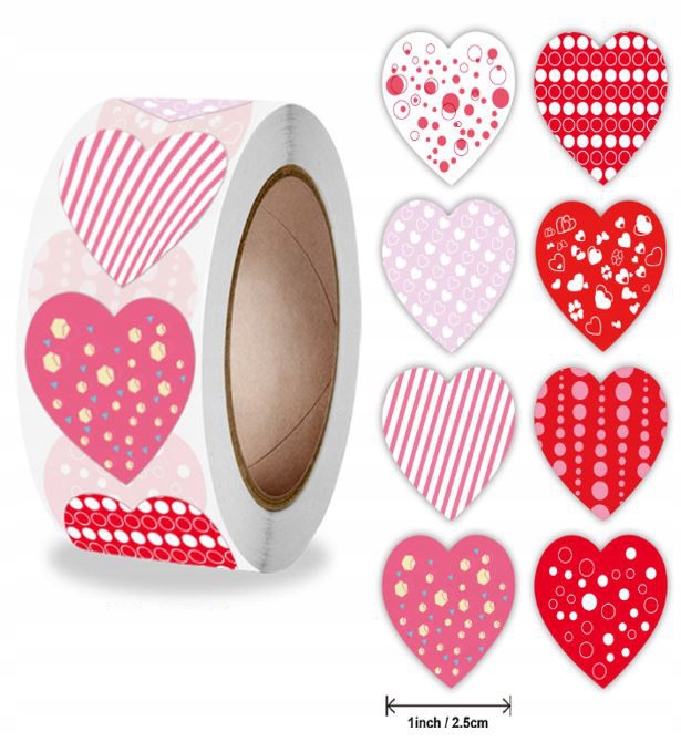 Naklejki Ozdobne Okrągłe Serca MIX 20 szt.