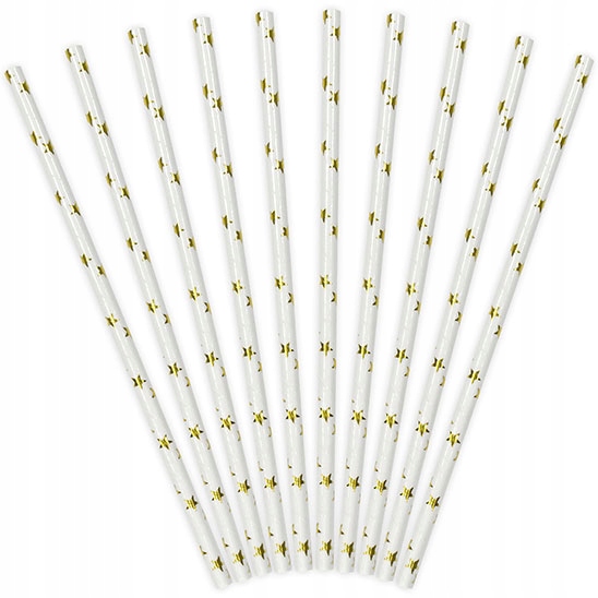 Słomki papierowe rurki do picia w złote gwiazdki