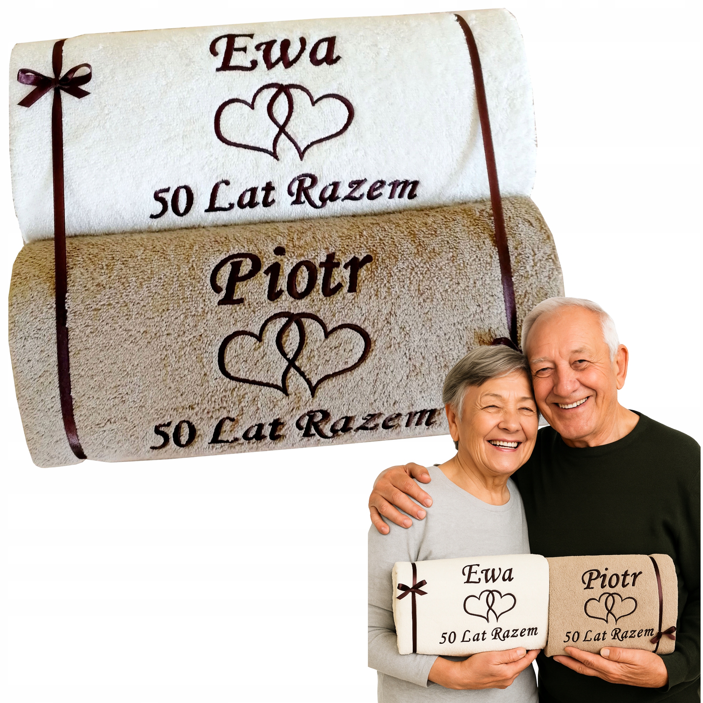 Dárek k 50. Výročí Svatby, zlaté hody pro rodiče přátel, Ručníky