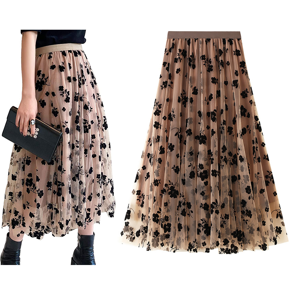 TIULOWA półdługa SPÓDNICA SZYFON KROPKI KAWOWA Marka inna