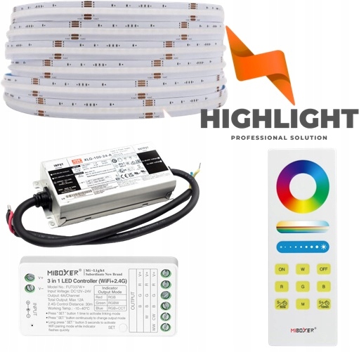 5m sada Led Cob Rgbw IP65 CRI90 16W 24V Wi-Fi