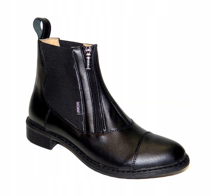 Pascuello sztyblety damskie skórzane z zamkiem z boku Ocieplane czarne 41