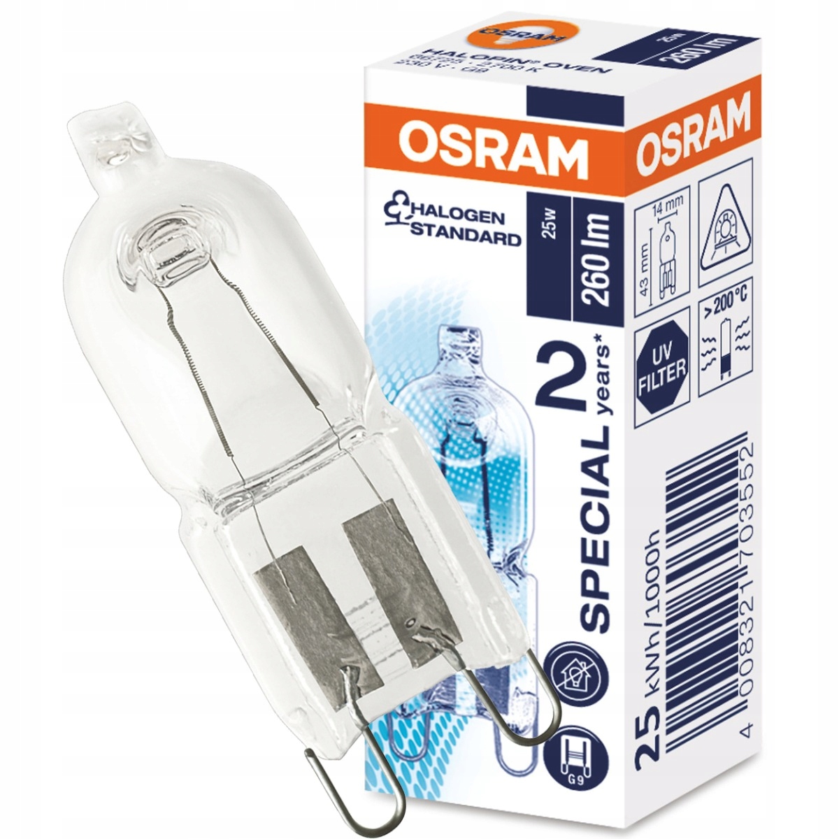 

Żarówka Halogenowa G9 25W 230V Do Piekarnika Osram