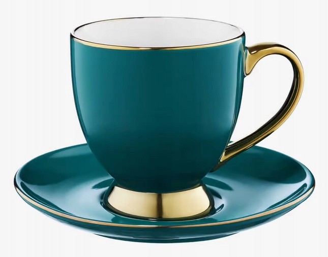 

Filiżanka ze spodkiem 220ml turkus-złota Ambition