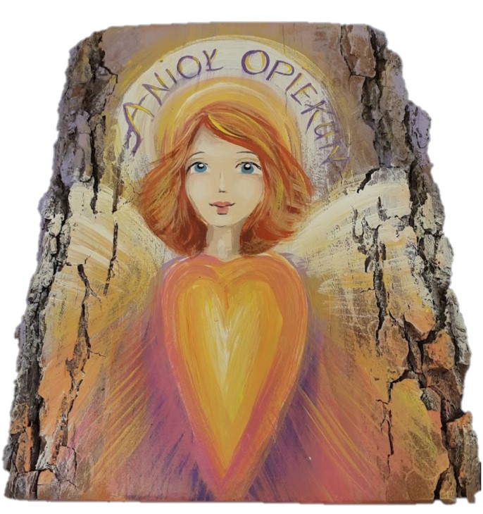 Obraz na masivním dřevě Anděl Opiekun srdcem