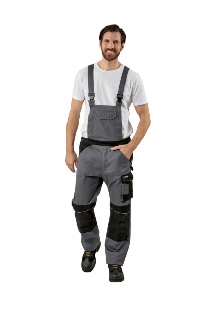 Parkside Spodnie ogrodniczki robocze męskie odblask wodoodporne szare 54
