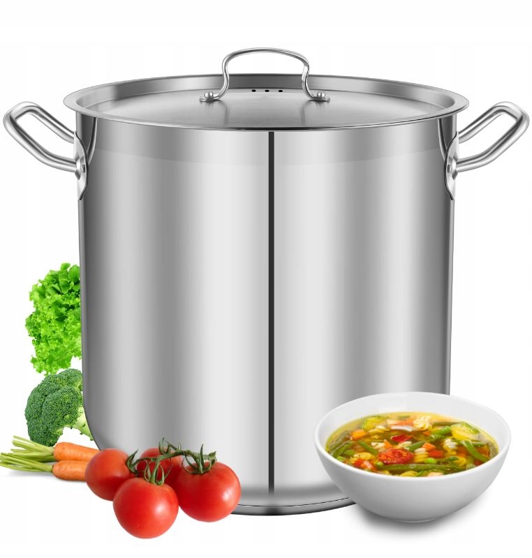 Hrniec Oceľový S Pokrievkou 40L Veľký Vysokýzosilnený Oceľový Nutrichef