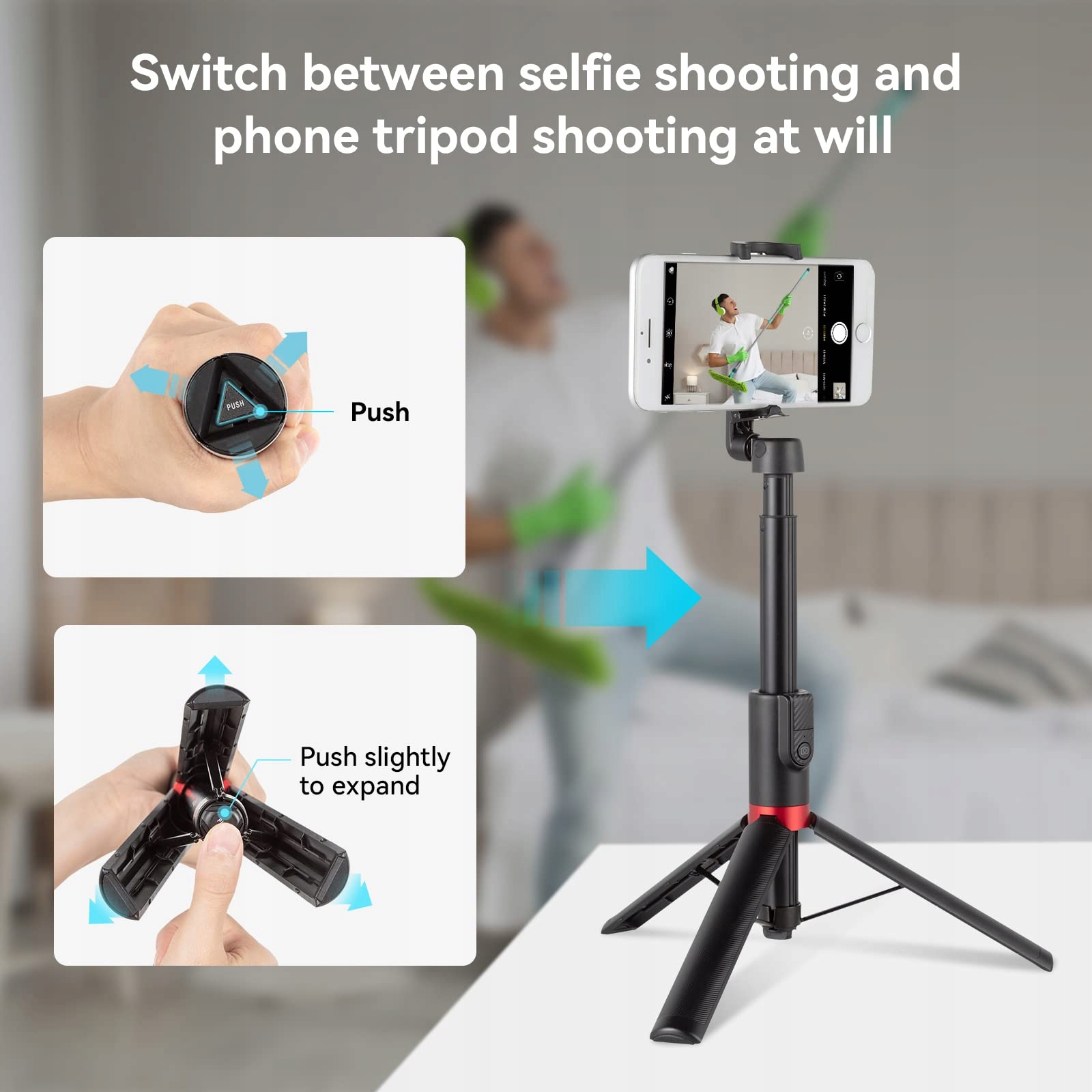 SMALLRIG Statyw Selfie Stick Bluetooth Do Smartfonów Regulowany 3375B — miniatura 3