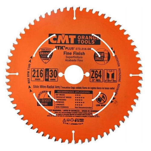 Cmt Piła tarcza do drewna cięcie poprzeczne 216x30 mm 64 Zęby 273.216.64M