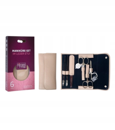 Nippes Solingen Manikúra 6dílná béžové kožené pouzdro 1 ks