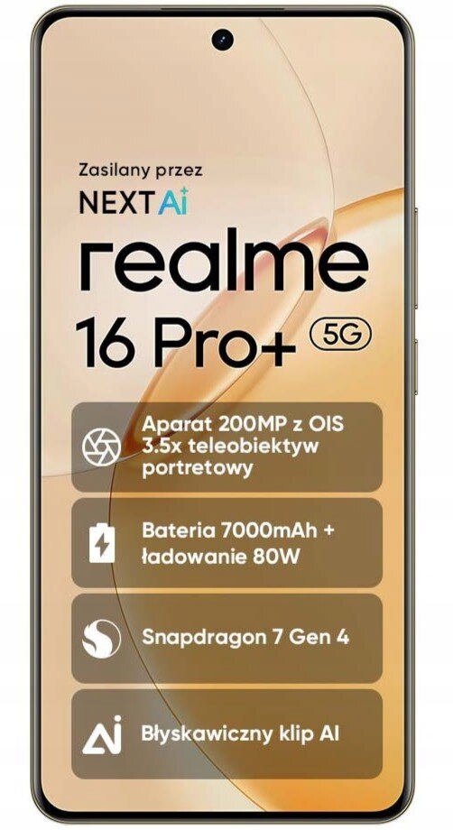 Smartfón realme 16 Pro+ 5G 8 Gb 256 Gb Ois Zlatý Master Gold
