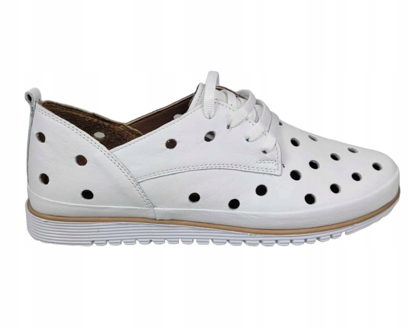 Dámské Kožené Ažurové Polobotky Loretta Vitale 564 Bílé vel. 39