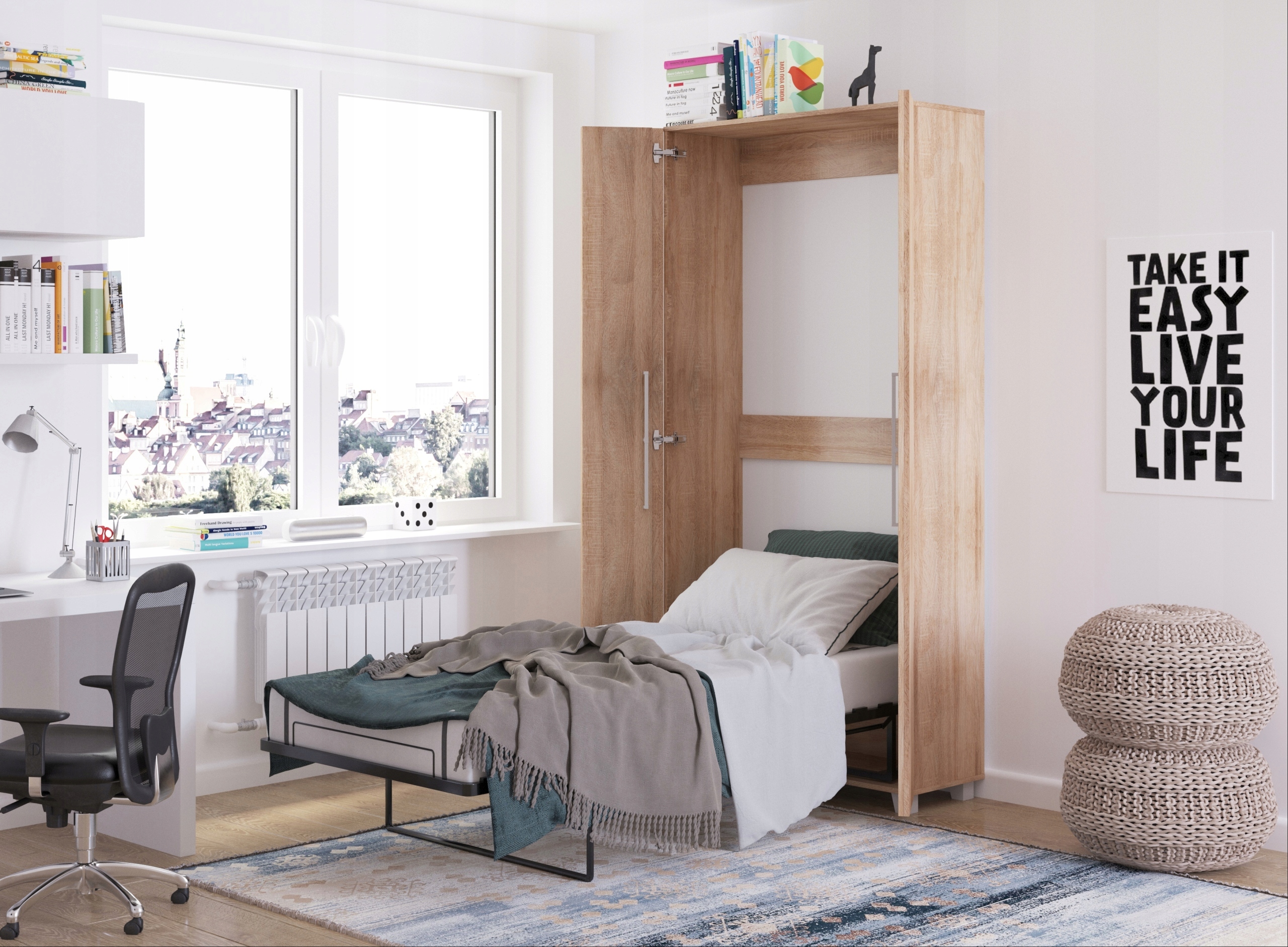Vertikální polokočár Teddy 90 postel dub sonoma