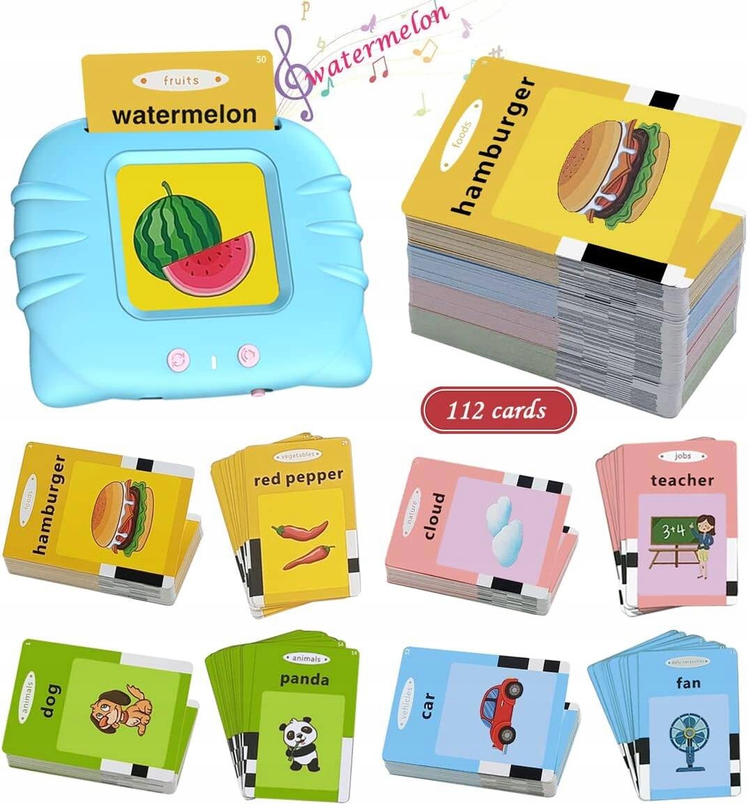 CZYTNIK KART DO NAUKI ANGIELSKIEGO 224 SŁOWA FISZKI SŁÓWKA EDUKACYJNE Marka inna