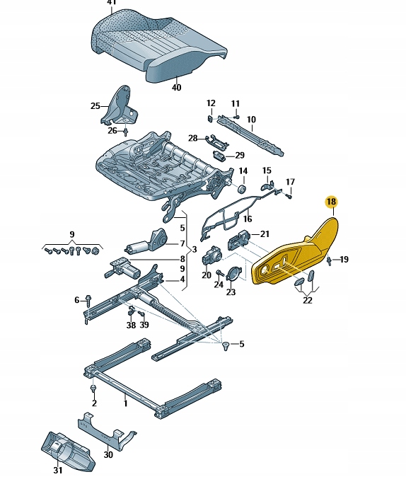 OSŁONA STELAŻA SIEDZENIA PRZÓD LEWE AUDI Q7 Q8 Producent części Audi OE