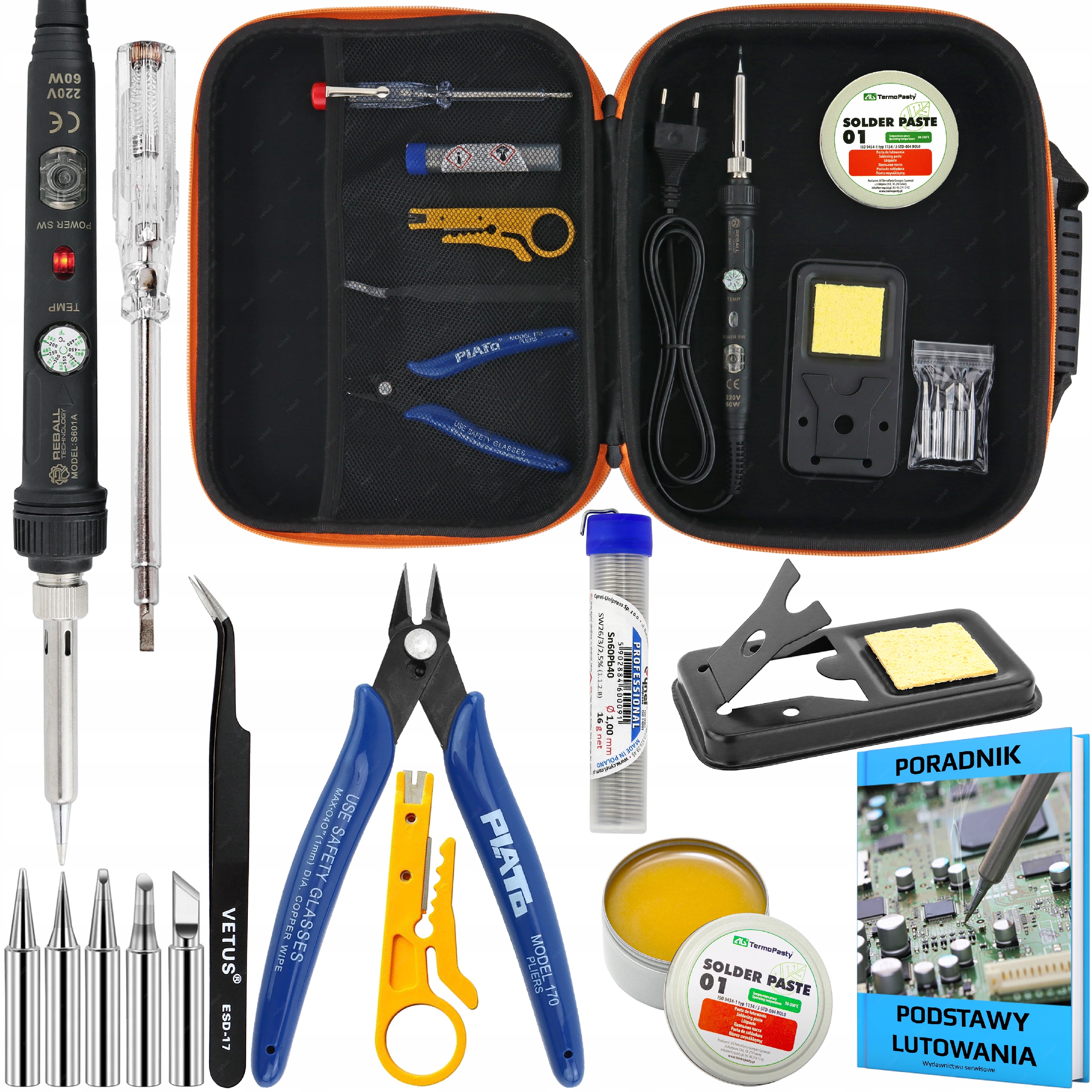 Lutownica Precyzyjna Reball S601A 60W Z Regulacją Temperatury Zestaw 16w1