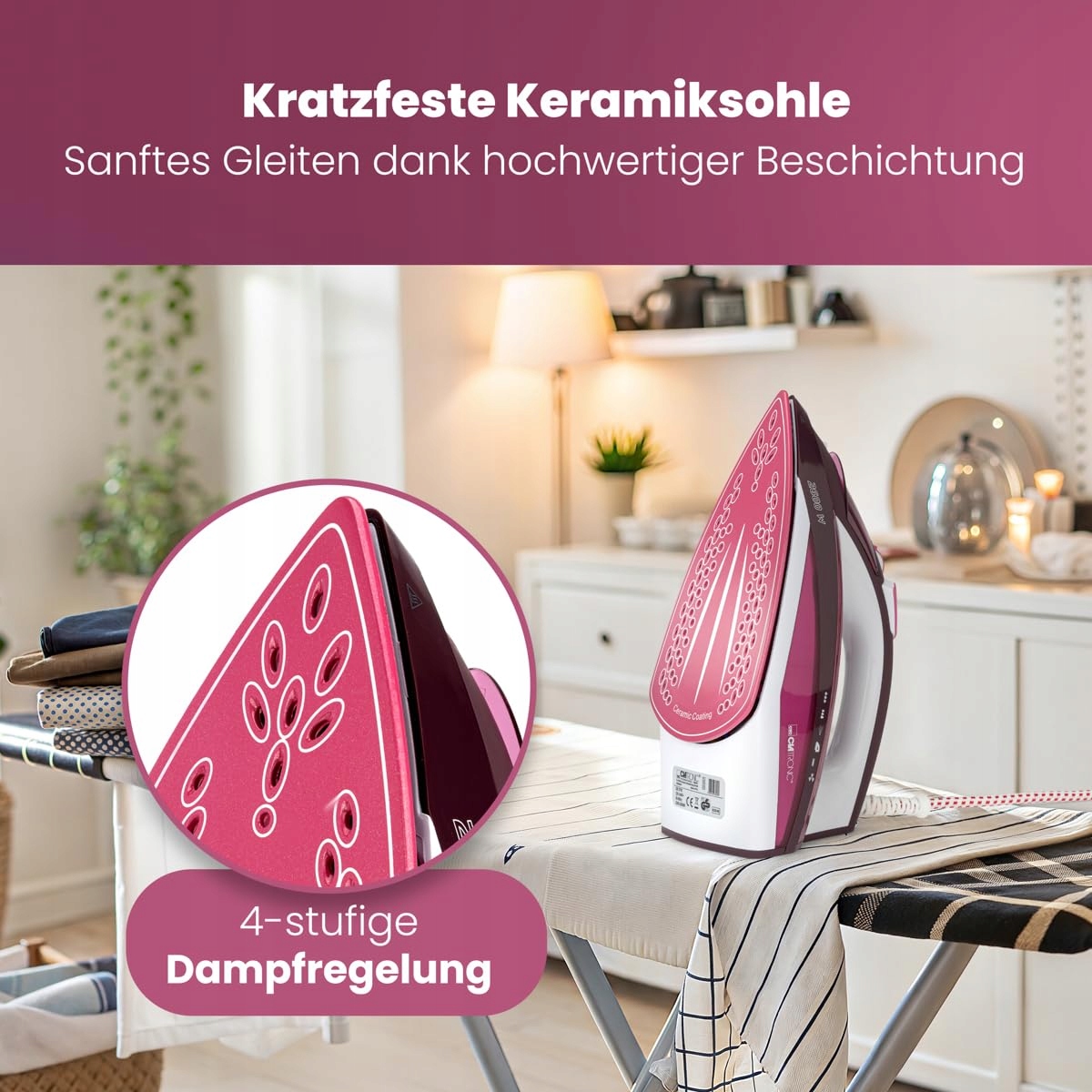 CLATRONIC Żelazko Parowe 2600W Ceramiczna Stopa 350ml — miniatura 2
