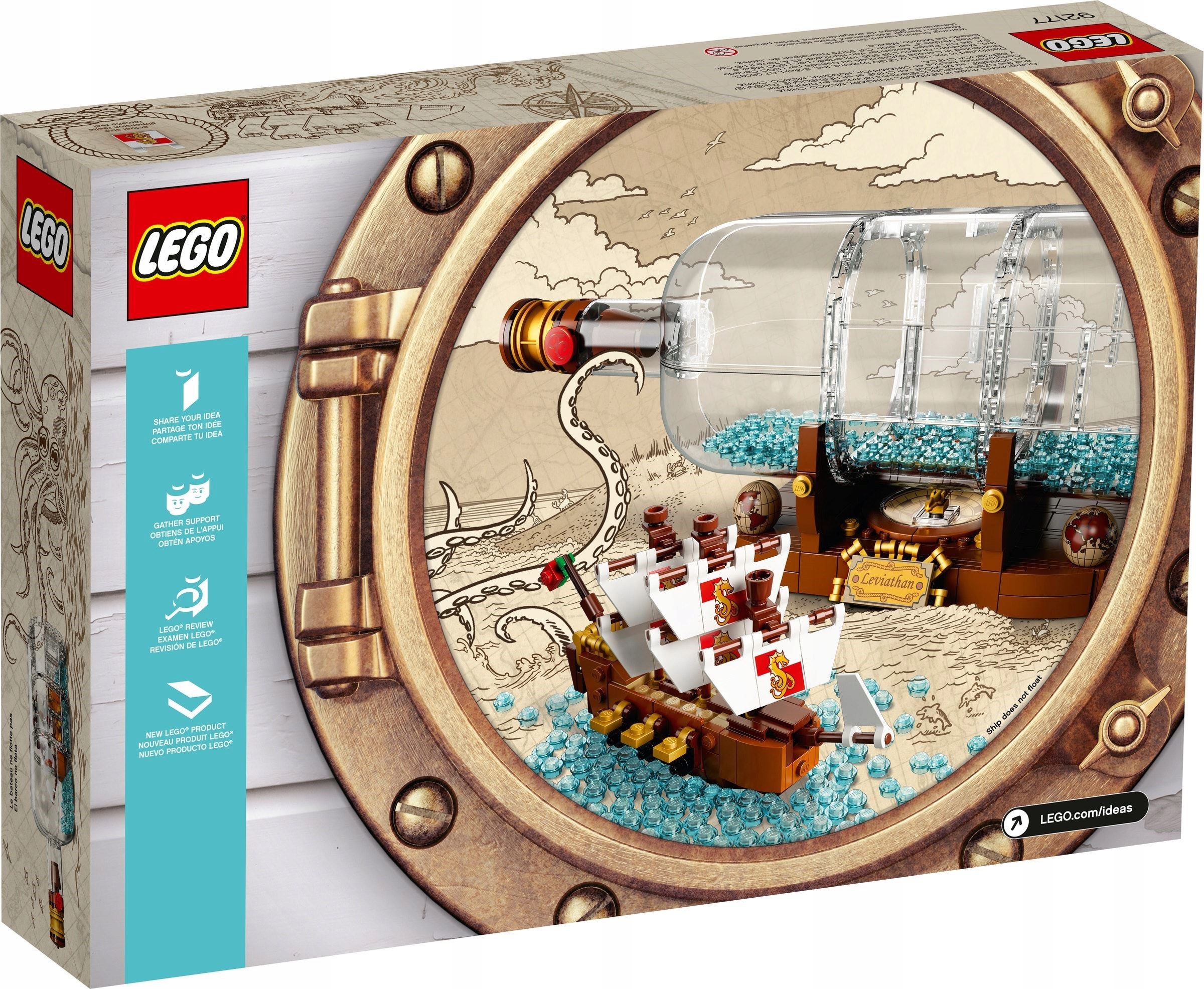 Kassér romersk fisk og skaldyr LEGO IDEAS Statek w butelce 92177 nowe 21313 10113528767 - Allegro.pl