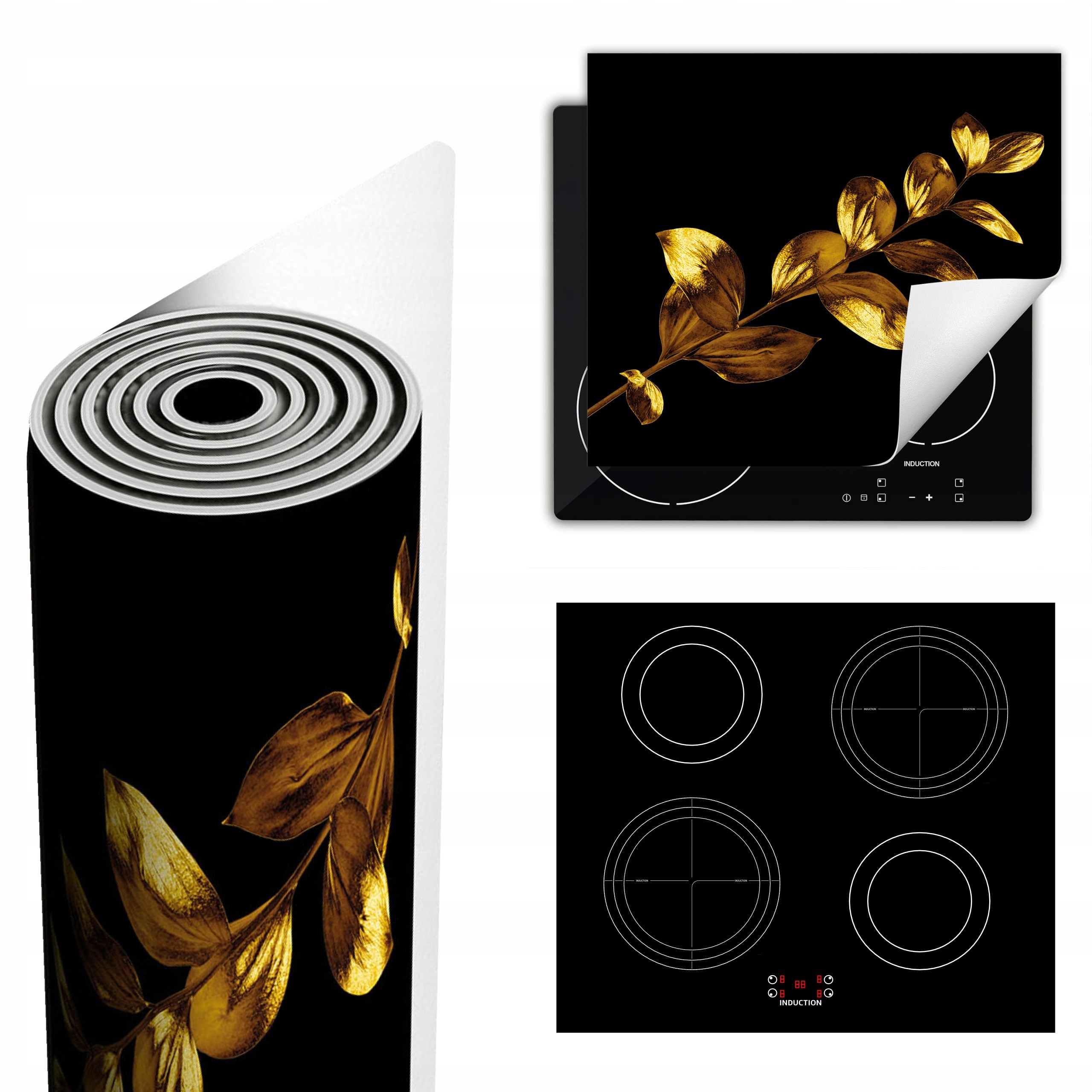 Ochranná Podložka Na Sporák Má Více Místa 60x52 černá zlatá květina