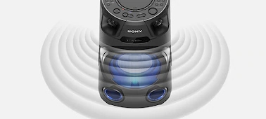 Přenosný párty reproduktor Sony MHCV13 černý Funkce karaoke přehrávání zvukových souborů Ovládání rádia FM prostřednictvím chytrého telefonu