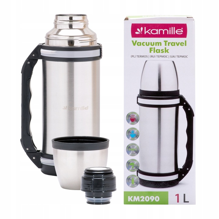 TERMOS PRÓŻNIOWY KUBEK TERMICZNY bidon 1L KAMILLE Marka inna