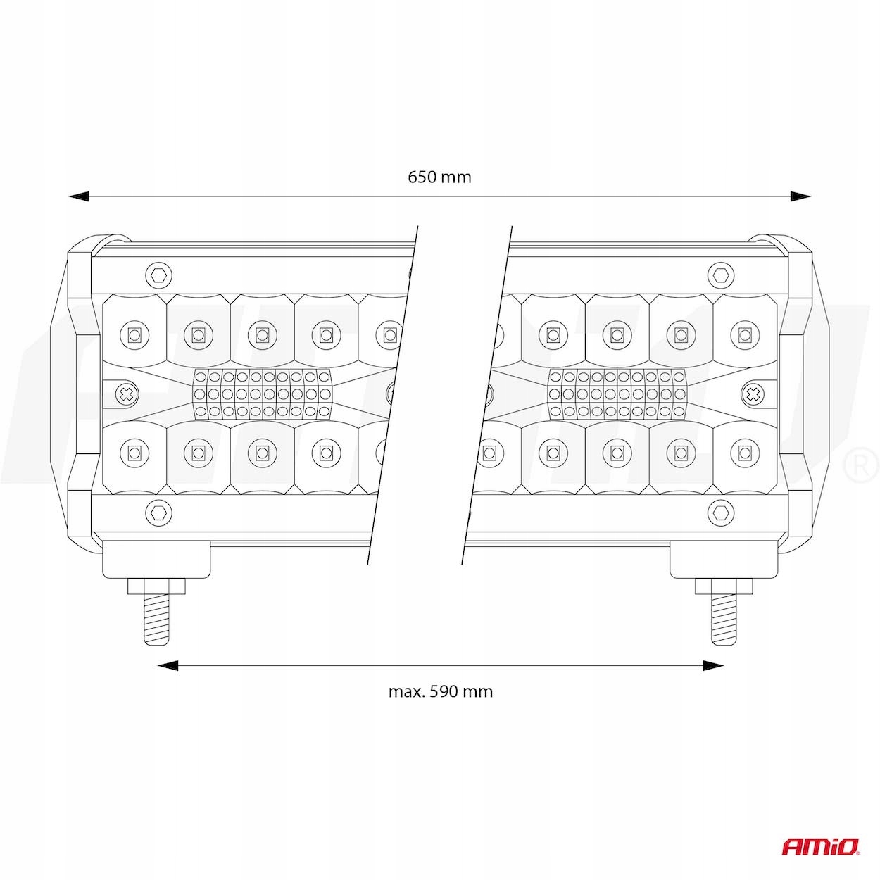 Lampa robocza LED BAR AWL29 65 cm. 12V 24V AMIO-02543 Napięcie 12-12 V