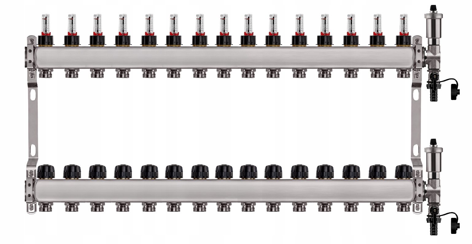 Rozdělovač Pro Podlahovku 15 Nerezových Okruhů Pro Podlahové Vytápění