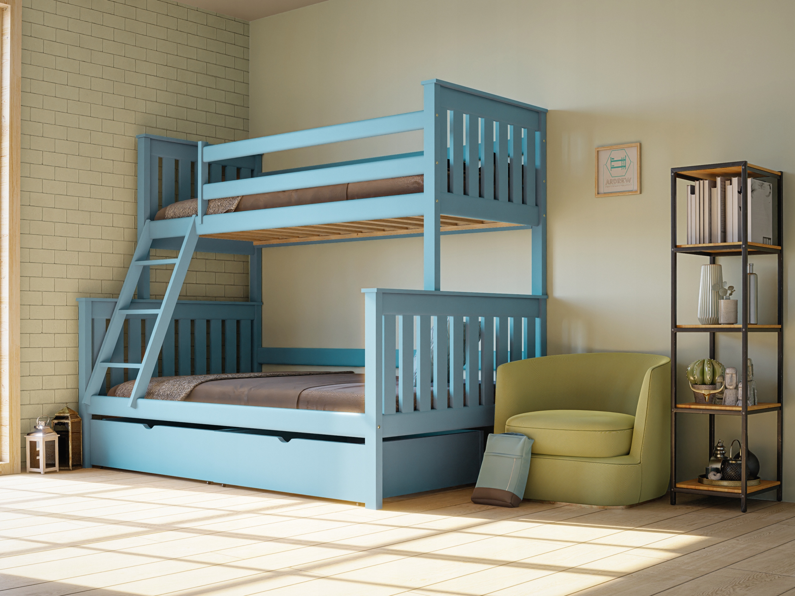 łóżko piętrowe AREK 3 osobowe Kod producenta 01