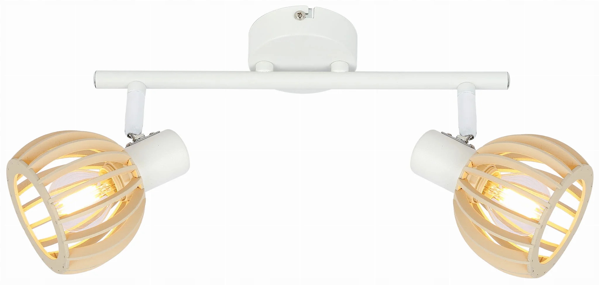 Stropní svítidlo na stěnu, bílá, dřevěné stínítko, dvojitá, 43 cm Candellux