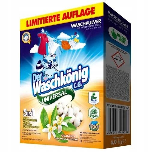 Levně Der Waschkonig Universal Orange prášek na praní 6 kg De