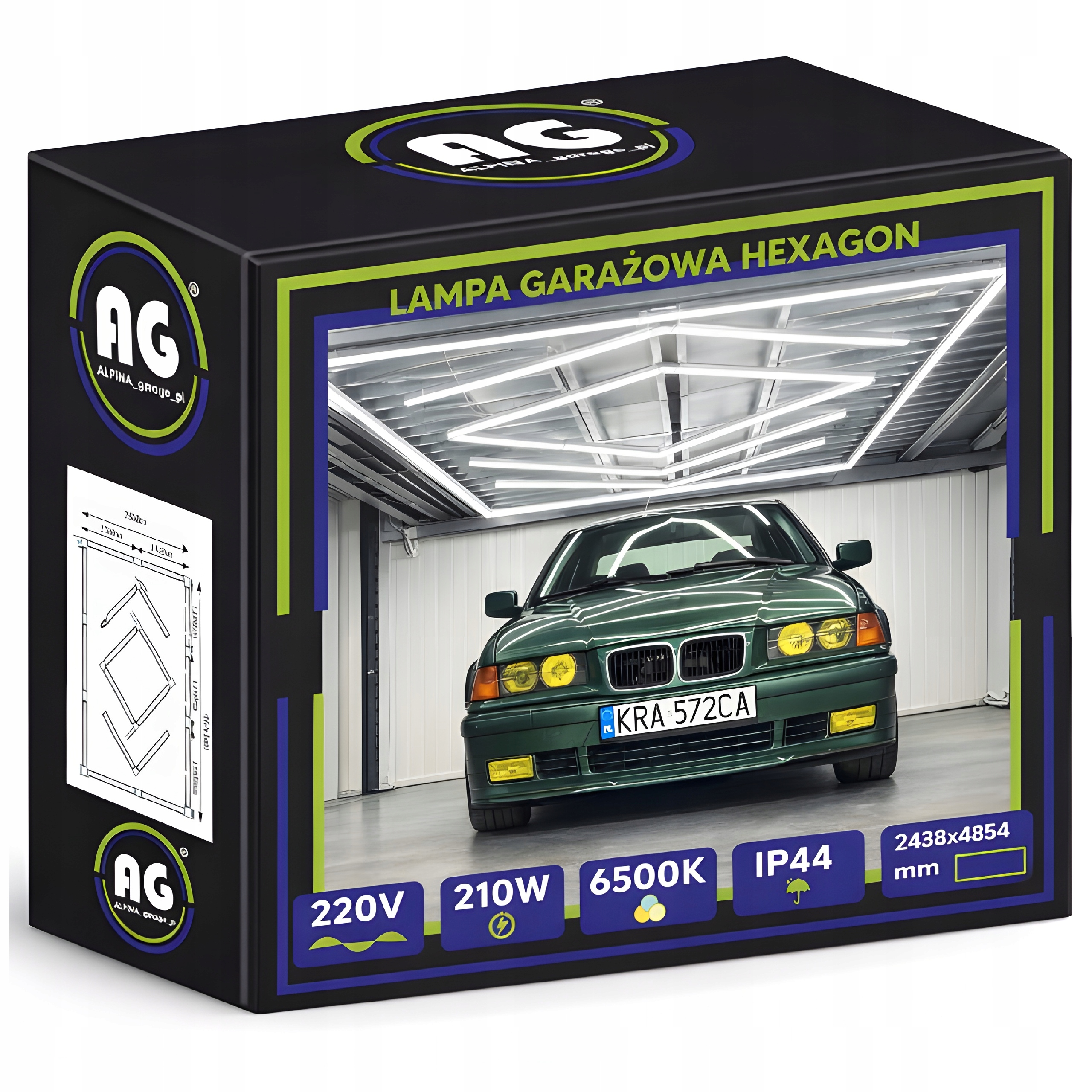 Hexagon Led lampa Osvětlení Garáž Dílna Dům 6500K 210W 2438X4854mm