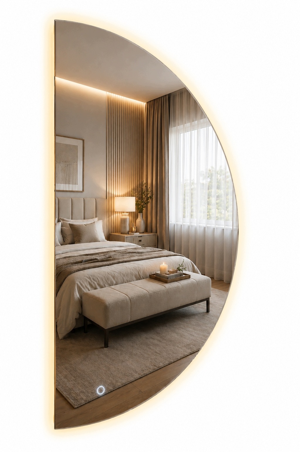 Lustro Półokrągłe 140x70 Led Cob Podświetlane Włącznik Dotykowy