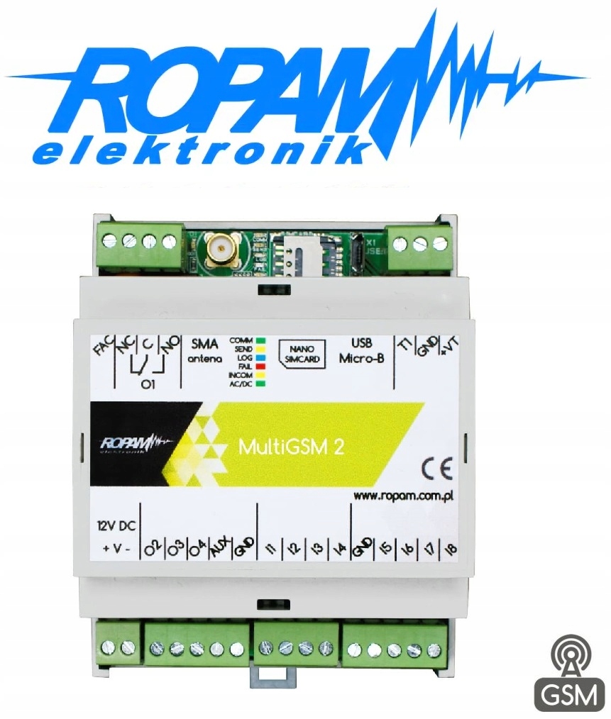 

MultiGSM-D4M 2 Moduł Powiadomienia Gsm Ropam