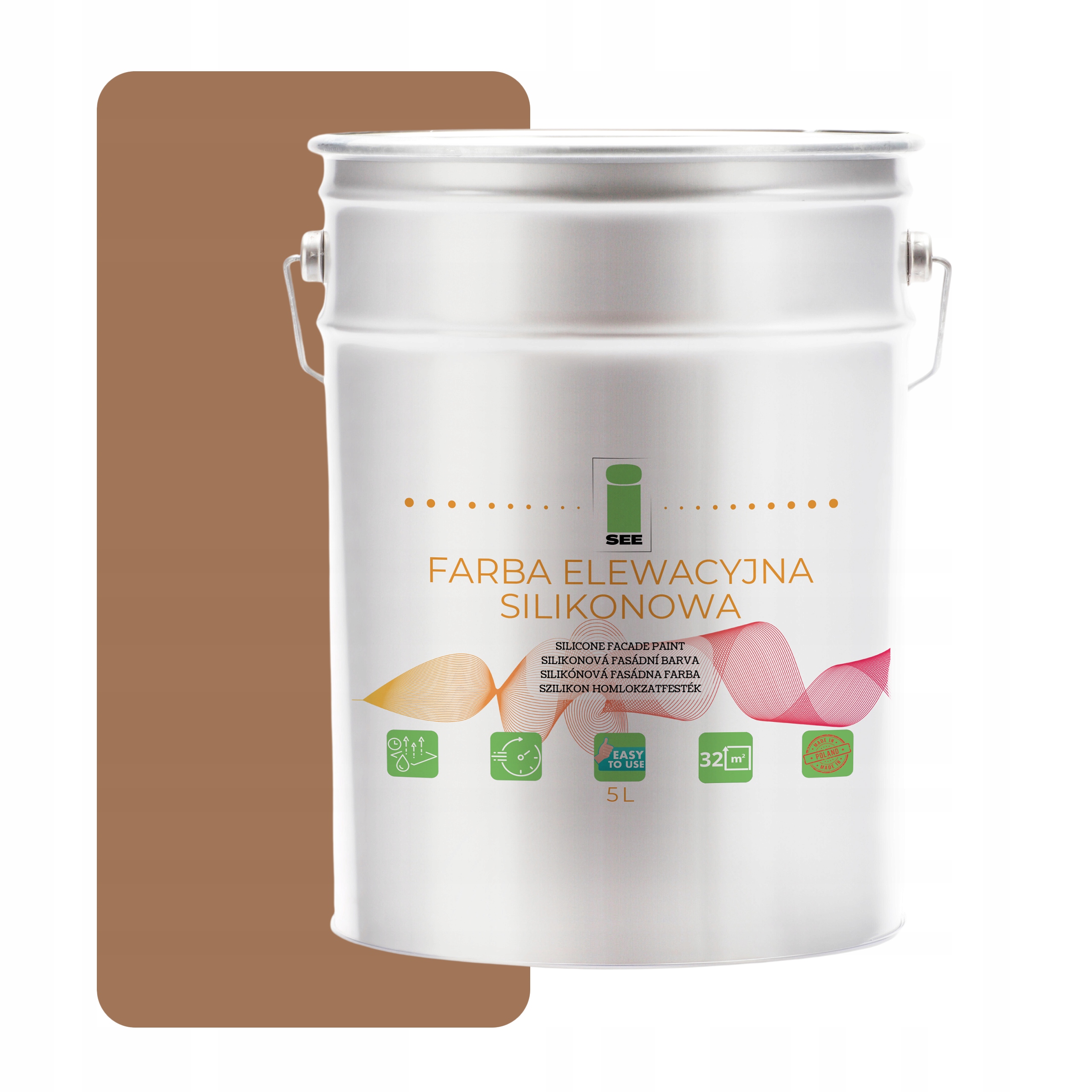 Fasádna Silikónová Fasádna Farba Svetlohnedá 5 L Paropriepustná