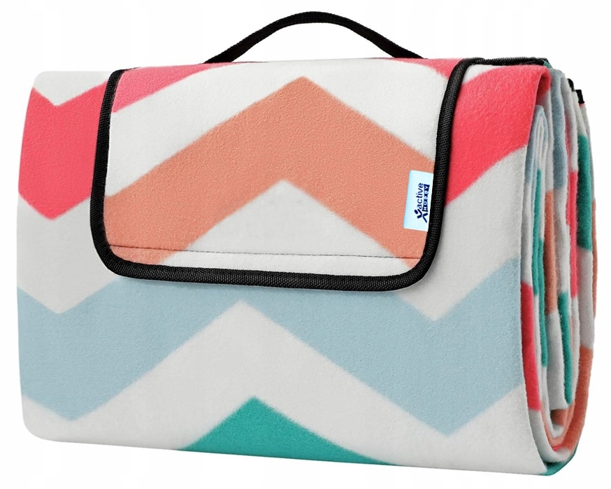 Koc Piknikowy z Uchwytem Izolacja Folia Termiczna Plażowy Mata 200x200cm Kolor dominujący wielokolorowy