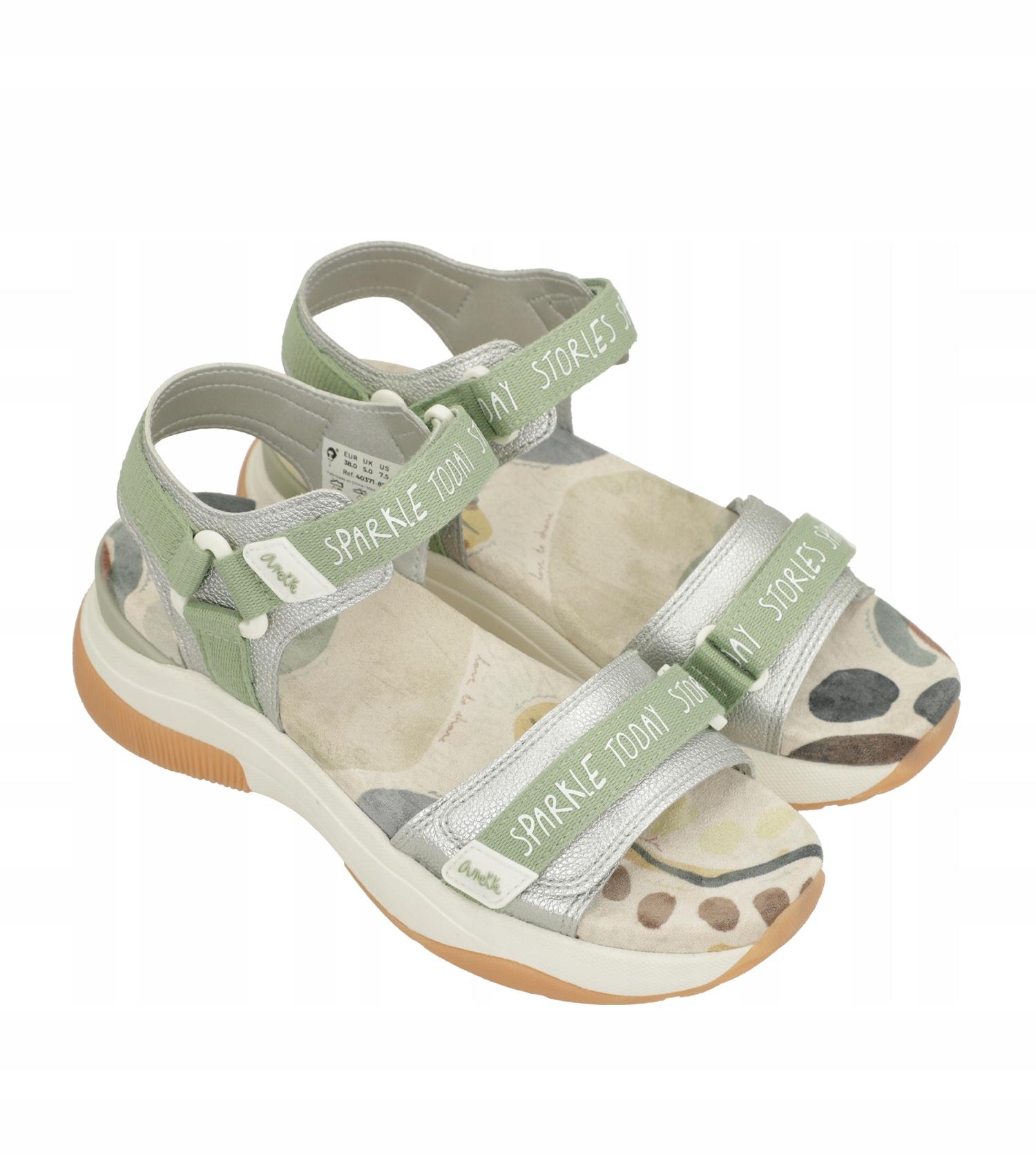 sandały damskie Anekke sportowe Profilowane na rzepy 40371 zielony