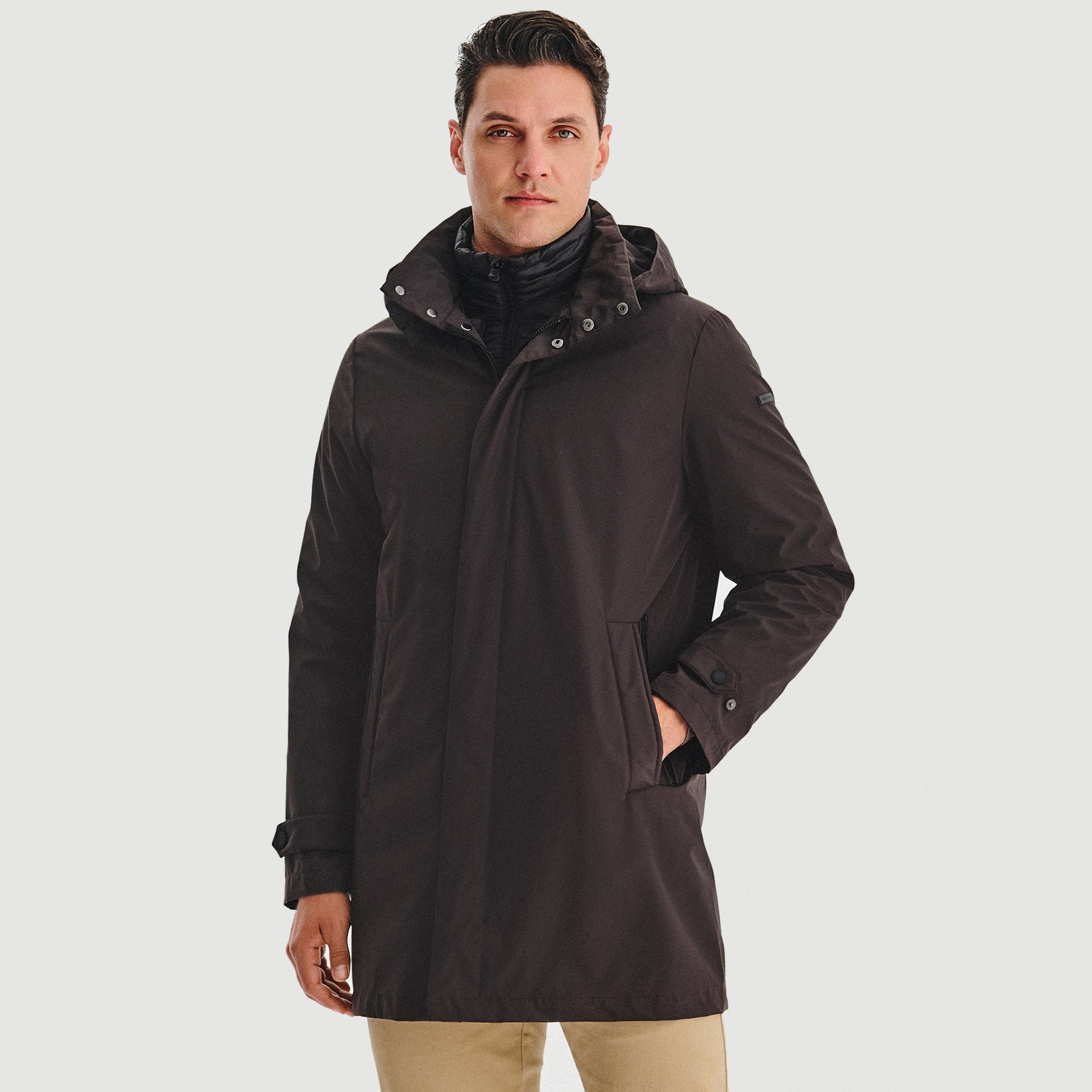 Hnědá pánská parka s připínací černou bundou 2v1 Pako Lorente vel 48