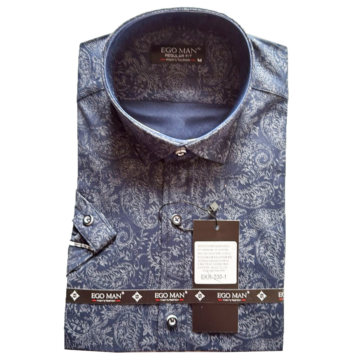 Ego Man košile pánská EKR-230-1 regular fit krátký rukáv M tmavě modrá