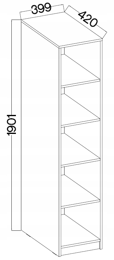 Regał wysoki otwarty 40x190cm meble biurowe OFFICE Wysokość mebla 190.1 cm