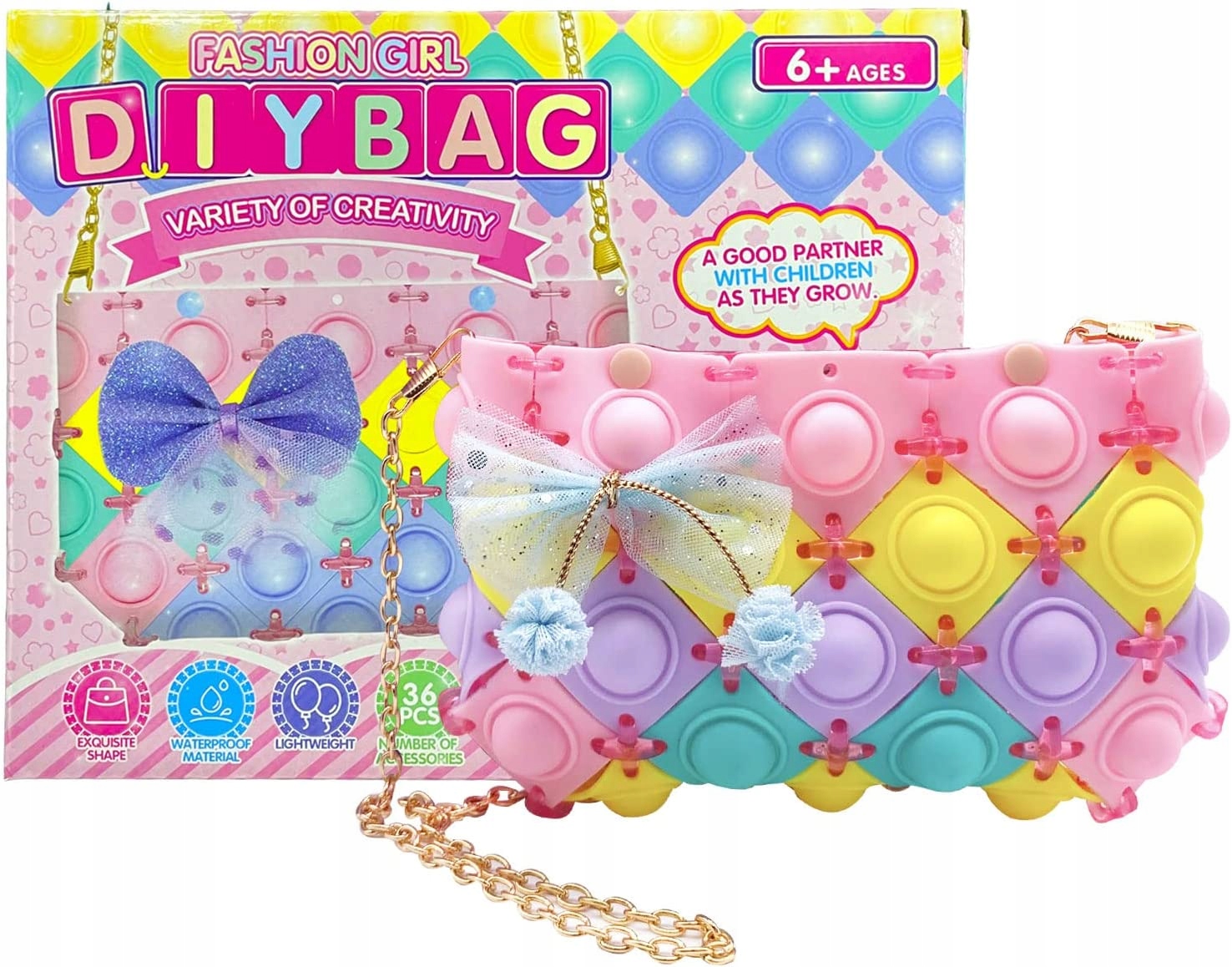 

Pop It Push Bubble Torebka Diy Ze Złoty Łańcuch 6+