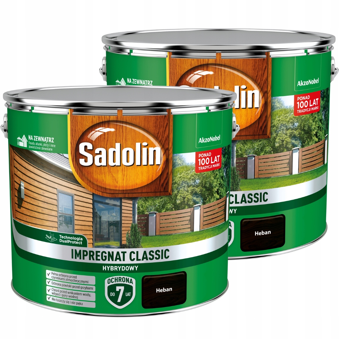 Sadolin Klasická Ochranná Impregnace Na Dřevo 18 L Ebenová Sada 2X9 L