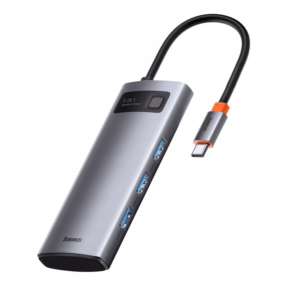 5v1 multifunkční Hub Usb-c Pd 100W Hdmi 4K 3x Usb 3.2 šedý