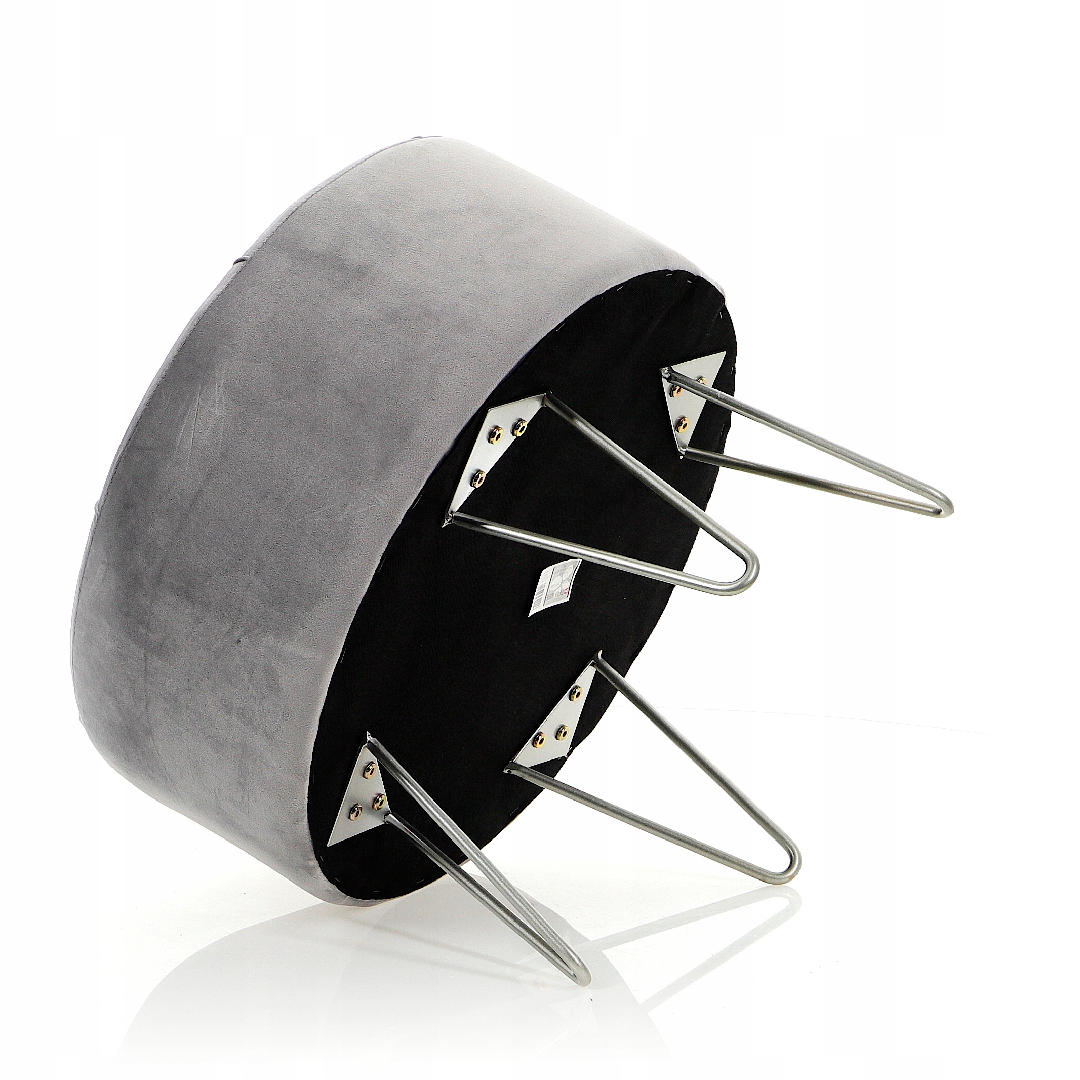 Nowoczesna szara okrągła pufa siedzisko 47x38cm Kolor obicia odcienie szarości