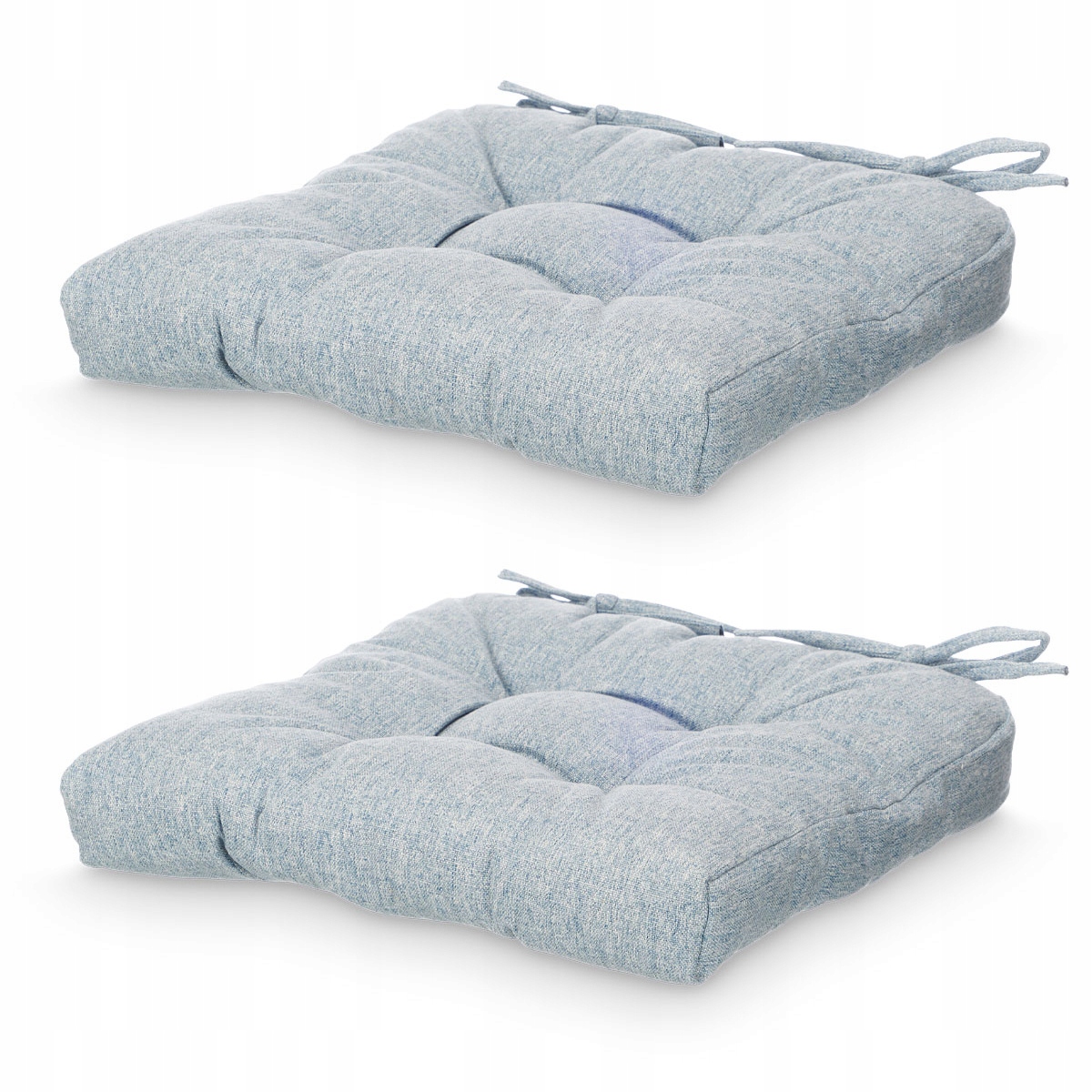 Polštáře Na Židli Polyester S Tkaničkami 40 X 40 CM, Prošívané, Modré