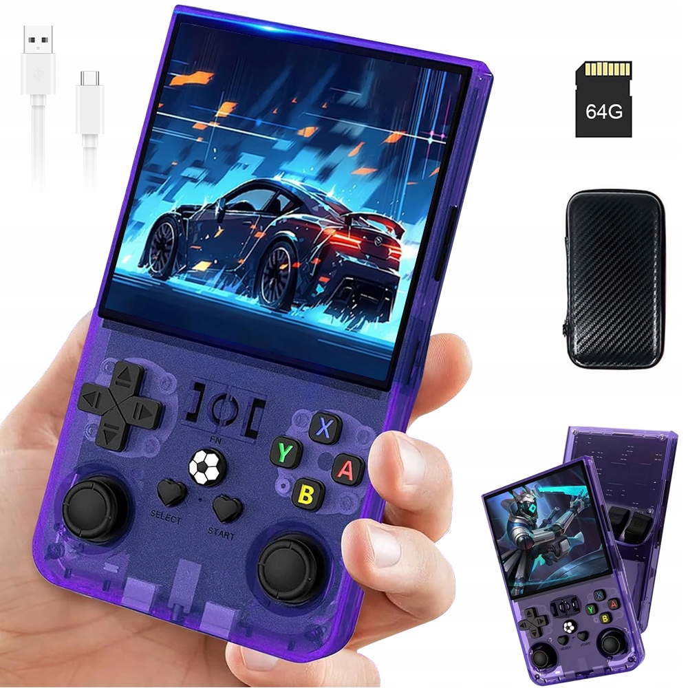 Inteligentny Mini Konsola Do Gier Retro R36MAX 64GB Pamięć Karta 4.0IN